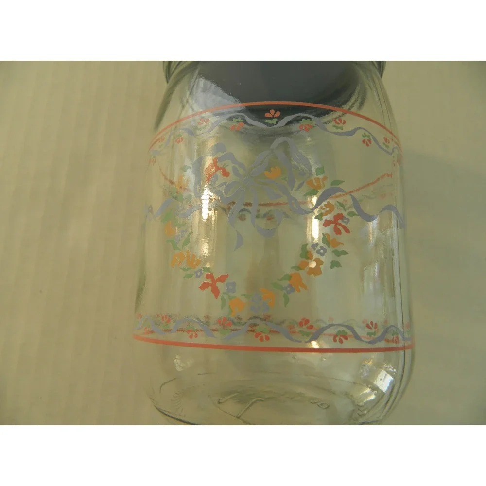 Luminarc Made in France Glass Jar 1 Liter Clear Cottagecore Heart Bow Retro